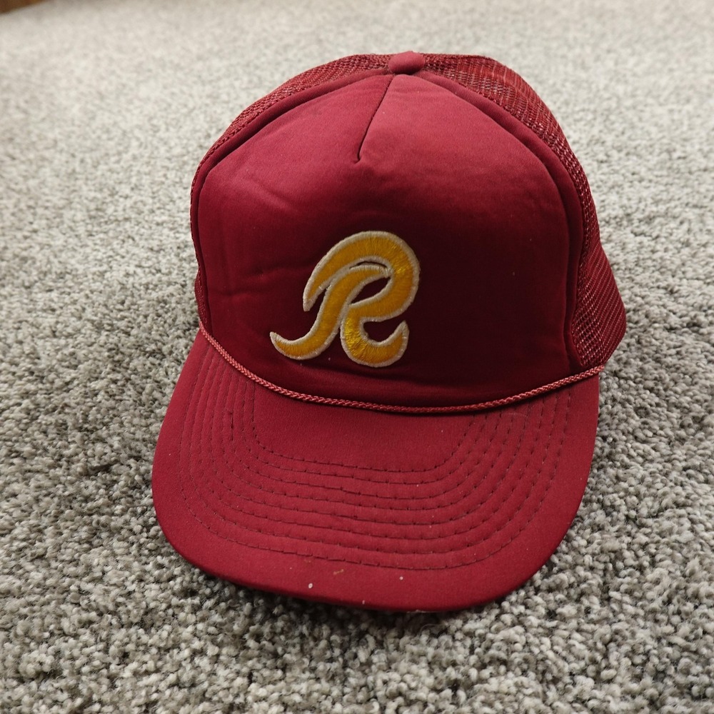 VTG Washington Redskins Hat Mens Snap Back Cap Red NFL Football Mesh Trucker 80s